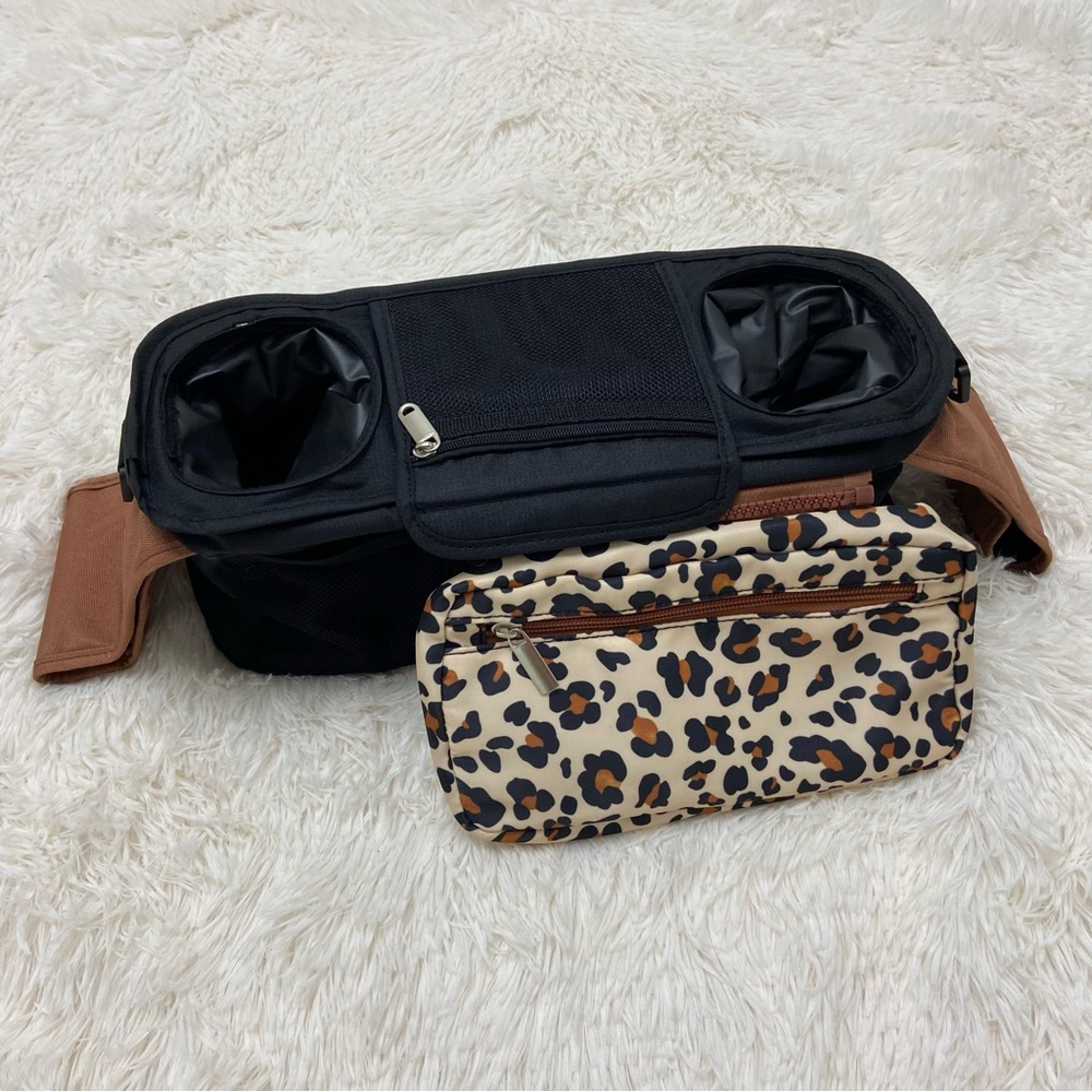SOLD - Stroller caddy leopard print